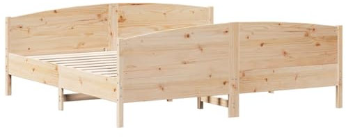vidaXL Massivholzbett mit Kopfteil, Holzbett mit Fußteil Sperrholzlatten, Doppelbett für Schlafzimmer, Bett Bettgestell, 180x200cm Kiefer