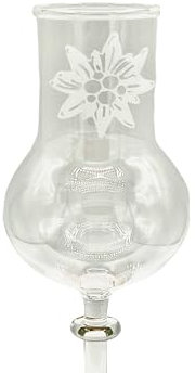 Mundgeblasenes Schnapsglas 4cl ohne Fuß mit Edelweißgravur