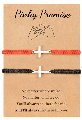 VU100 Kreuz Armband Partnerarmbänd Pärchen Armband Geschenk für Paar Armbänder Kabbalah Glücksarmband Verstellbares Armband Weihnachten Geburtstag Geschenk für Freund Freundin Ehemann Frau Familie