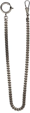 KD89 Chaine en Acier nickelé, pour Montre Gousset, Porte-clés, Chaine de Pantalon, Jean, Sac à Main - Longueur 35cm - Maille gourmette Couleur Argent (Type 2 : Fermoir Mousqueton Plat)