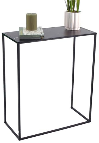 Dylex Console Table with Marble Effect Tabletop and Metal Frame, for Entryway, Modern Table for Living Room, Hallway