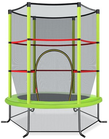 LIFEZEAL Trampolin Ø 165 cm mit Sicherheitsnetz, Mini-Trampoline Indoor, Gartentrampolin für Training & Unterhaltung, Kindertrampolin für Kinder von 3-6 Jahren