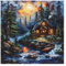 Xinpinzhou Kreuzstich Set Vorgedruckt Creek Landscape, Stickvorlagen Stickbilder Vorgedruckt Kreuzstich Stickpackungen Stickpackung Cross Stitch Embroidery Kit Stickset Sticken Set Erwachsene Anfänger