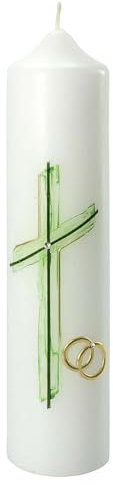 Hochzeitskerze mit Kreuz und Eheringen, 265x60 mm
