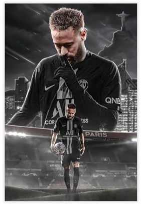tcagd Neymar Jr. Poster für Wände, Fußball, Leinwand, Poster, Schlafzimmer, Dekoration, Landschaft, Büro, Raumdekoration, Geschenk, 30 x 45 cm