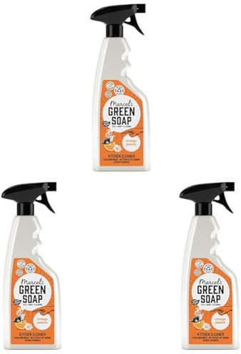 Marcel's Green Soap - Küchenreinigungsspray Orange & Jasmin - Entfettungsspray - Frei von Plastik und Palmöl - 100% umweltfreundlich - 100% vegan - 97% biologisch abbaubar - 500ml (Packung mit 3)