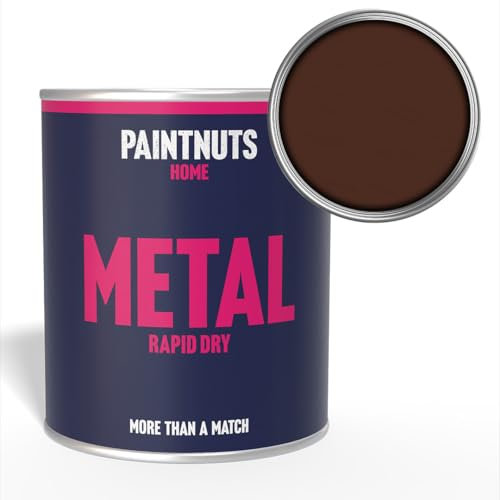 PaintNuts Dark Brown Rapid Dry Metal Paint - Quick Drying, Versatile Finish – Ideal for Railings, Gates, Metal Furniture, Trailers, Garage Doors, Light Fixtures and More - 250ml - Matt