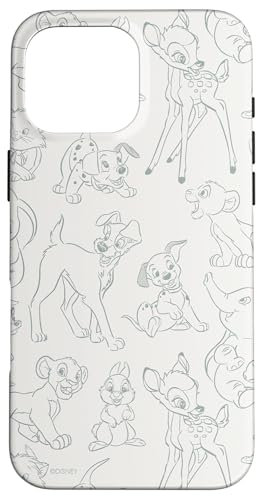 Hülle für iPhone 16 Pro Max Disney Classic Figuren Simba Dumbo Bambi, Alloverprint