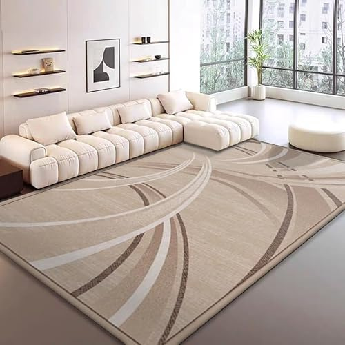 QJDTZMD Area Teppich,Wohnzimmer Groß FläChiger Teppich Waschbarer Teppich Weich,FüR Schlafzimmer,Nachttisch,KüChe,Flur,Moderne Linien braun,200x300cm