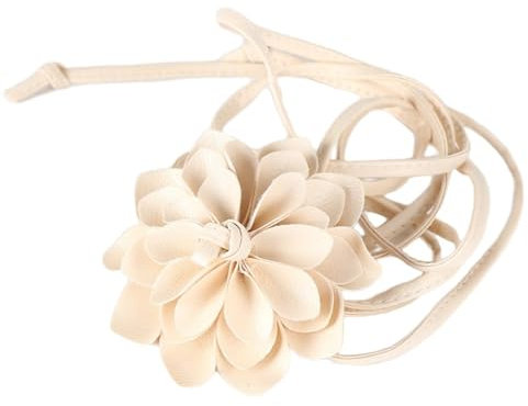 Wambere 1 Stück Damen Gürtel PU Leder Blumen Gürtel Dünner Blumengürtel Geflochtener Taillengürtel Taillenseil Kordel Taillenkette Ziergürtel Hemdrockgürtel Taillenkordel für Alltagskleidung,Apricot