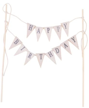LABRIMP Vintage Geburtstag Tortenaufsatz Mit Girlande Handgemachte Wimpel Für Hochzeiten Und Feiern Dekorativer Cake Topper Für Geburtstagsfeiern Und Anlässe