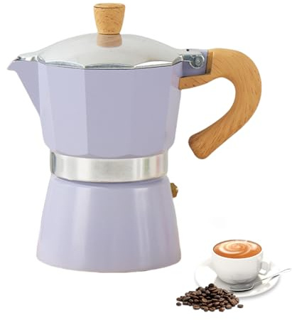 Moka Pot, Italian Espresso Stove Top Coffee Maker, Stove Top Coffee Continental Percolator Pot for Camping, Caravan (3 Cups / 150ml) (Purple)