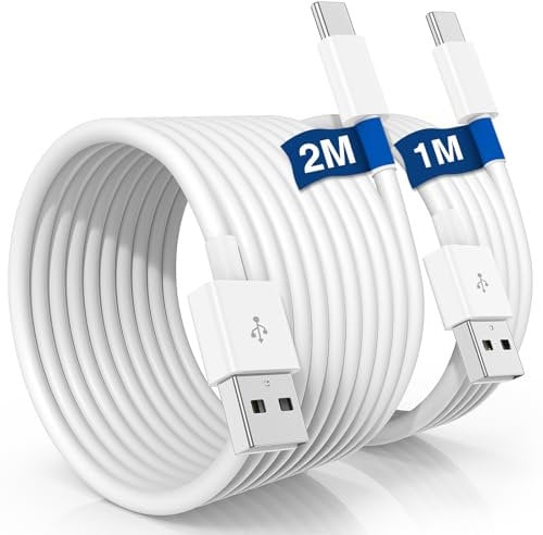 Cable Carplay para iPhone 16 15 Pro Max, paquete de 2 cables de carga USB A a USB C de 1 m + 2 m para Apple iPhone 16 Pro Max/15 Plus, cable de carga rápida para iPad Pro 13/12.9/11/Mini/Air, Samsung