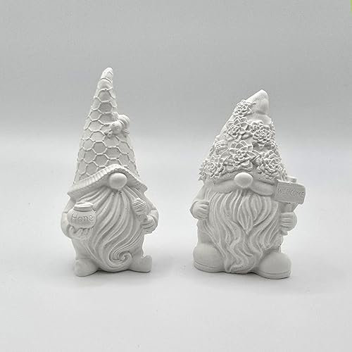 Deko-Figuren-Set, 2 Wichtel aus keramischem Gießmaterial, handgemacht