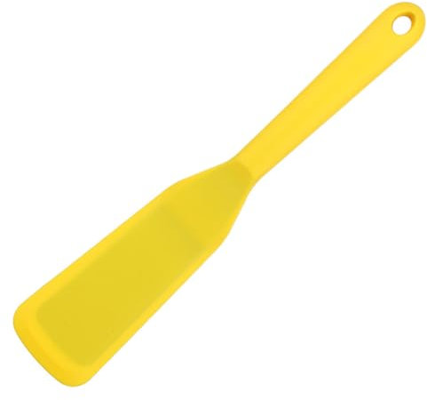 Silicone Egg Flipper Spatula, Non Stick Cooking Spatula with Hook Heat Resistant Long Food Spatula for Cooking Omelet Pancake Burgers Pizza Steak (Yellow)