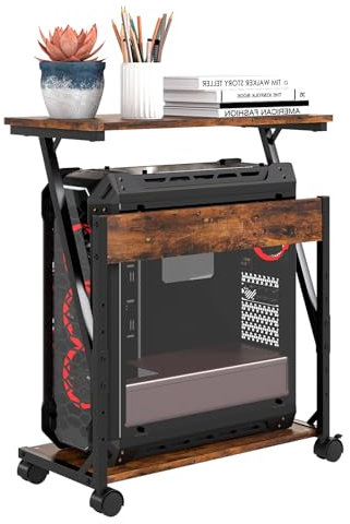 Tcatec Computer Tower Ständer Höhenverstellbarer CPU Ständer, CPU Halter PC Halterung Druckerständer unter Schreibtisch, 2 Schicht Computer Ständer Drucker Cart