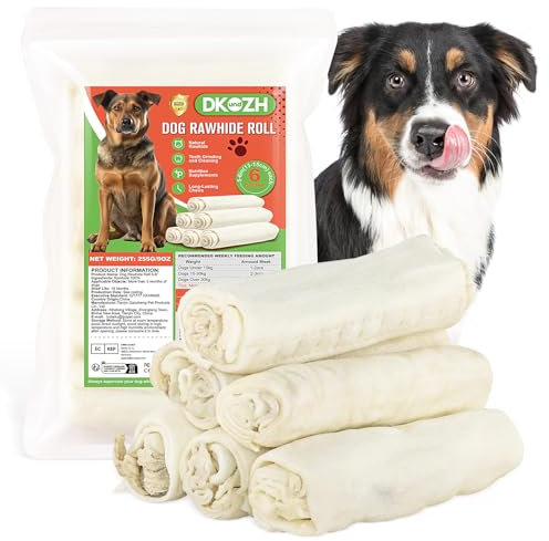 Kaurollen für Hunde, Kauknochen aus Rohhaut, Langlebige Rohhautrollen Rohhautsticks, Natürliche Hundesnacks aus Rinderhaut,13 cm Rohhautknochen für mittelgroße bis große Hunde