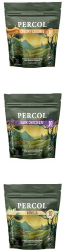 Percol Assorted Flavoured Ground Coffee Bags – Caramel, Chocolate & Vanilla | 30 Cups (30 x 8g Bags) – Pack of 3 Variety Set