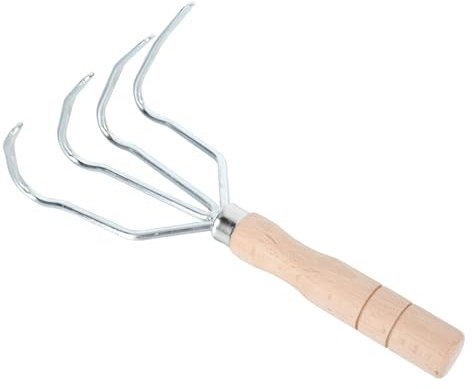 TOGEVAL 1stück Gartenrechen Aus Mit Holzgriff Robustes Kultivierungswerkzeug Für Gartenarbeit Zum Lockern Und Aufbereiten Von Erde