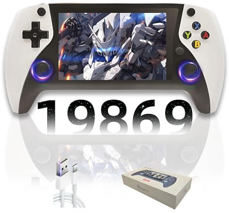 R50S Console di gioco portatile,19869/25320+ GIOCHI,23 emulatori,schermo IPS OCA HD da 4'', sistema E Open Source,console da gioco retrò,doppio joystick 3D,3000mAh console di videogiochi (Bianco-64G)
