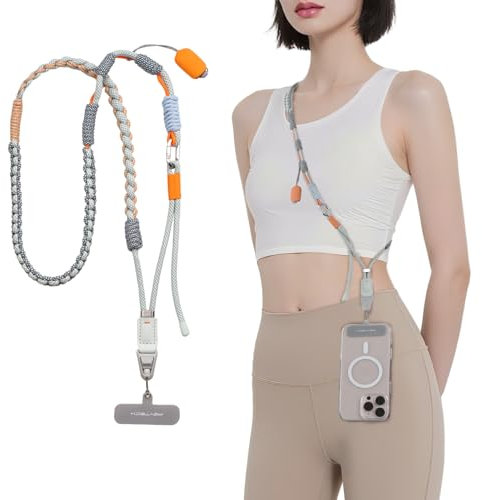 PGYTECH LinkGo Phone Photography Strap, Adjustable Crossbody Strap with Quick Mount Bead, Lens Cleaning Cloth, for iPhone, Android and Most Smartphones, GearUp Braided Style, Mint Green