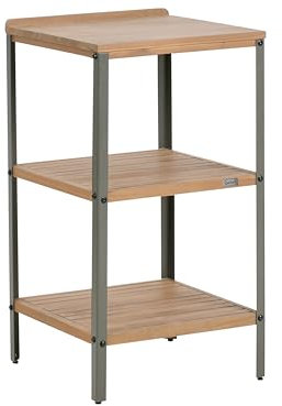 Isla de Cocina Exterior de Madera de Acacia con 2 estantes 50 x 50 x 92 cm encimera de Madera Maciza marrón Ivrea