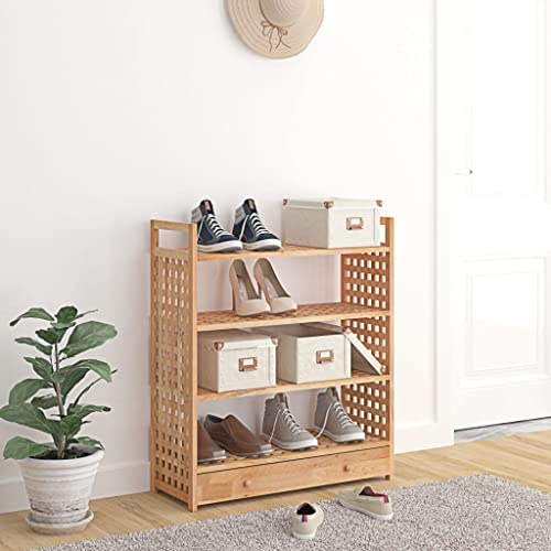 SDWEHO7 Schuhregal mit Schublade, Schuh-Organizer, Aufbewahrungsregal für Eingang, Flur, Bad, Wohnzimmer, Robust und langlebig, 70x27x81 cm Massivholz Nussbaum