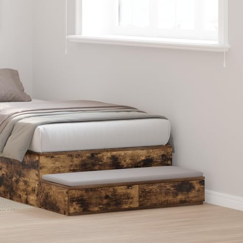 ZQQLVOO Bettkästen aus Raucheiche nachtschrank kommode mit schubladen for Wohnzimmer Schlafzimmer 75x36,5x16,5 cm Ingenieurholz