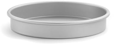 Chabrias Ltd Professional UK Made (8 Inch) Silver Anodised Aluminium Round Shallow Cake Pan Tin – Naturally Non-Stick, Fix Base, Great British Bakeware