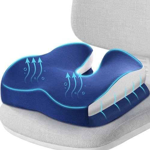 Otauoaea Sitzkissen Orthopädisch Ergonomisches Stuhlkissen aus Memory Foam, Sitzkissen Stuhl für Bürostühle, Autositze, Rollstuhl Stuhlkissen Outdoor Weiche Sitzunterstützung mit Atmungsaktivem Bezug