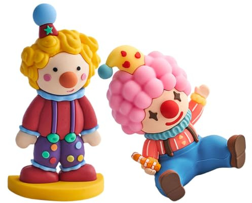 DOITOOL Clownfigur 2 Stück aus Soft Plastic für Miniaturgarten | Blumentopf Landschaftsdekoration, Clown Modell für Pflanzen, Lustige Clown Dekoration als Geschenk