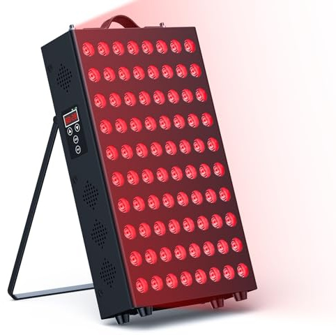 Rotlichtlampe Gesicht für Körper, 660nm and 850nm Infrarotlampe Gesicht Panel, 80 Dual-Chip-Perlen, 400W Hochleistungs Red Light Therapy für Pflege, Schlaf und Schmerzlinderung