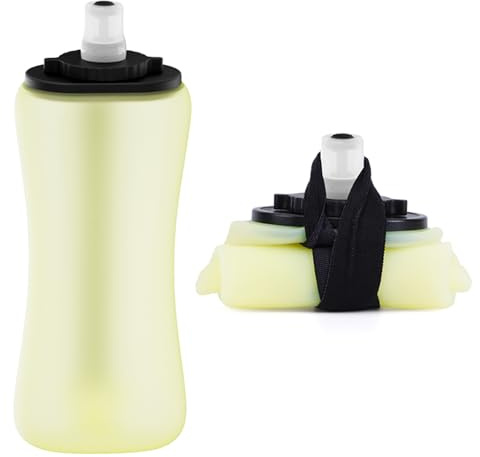 nohlerlife Soft Flask 11.8oz/350ml, Soft Silicone Quick Grip Chill Handheld Water Bottle Collapsible for Running Hydration Morning Jogging Climbing Cycling Sports Activity (Yellow)