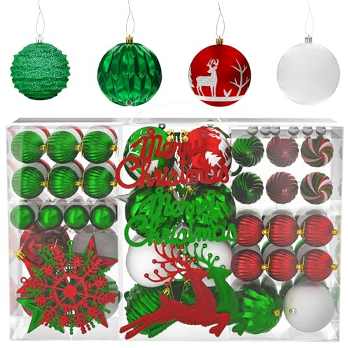 Suusolny 108er Set Weihnachtskugeln in Mischfarben | Bunter Christbaumschmuck aus Kunststoff für Weihnachtsdeko, Adventskalender und als Hängekugel-Set