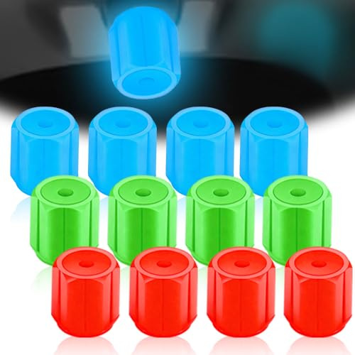 Ventilkappen Auto, 12 STK Leuchtende Ventilkappen Auto, Universelle Fluoreszierende Autoreifen-Ventilkappen Reifenventilkappen für Autos, Motorräder und Fahrräder