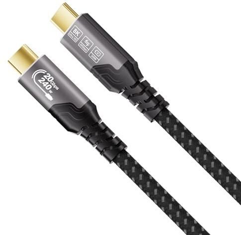 ZIKNYDO Cavo USB C USB C 3.2 Gen2x2, Trasmissione dati 20Gbps, Video 8K@30Hz, 4K@144Hz, Cavo Ricarica Rapida Type C 240W, compatibile con iPhone 17, MacBook Pro, Dell XPS, SSD, Hub (0,5m)