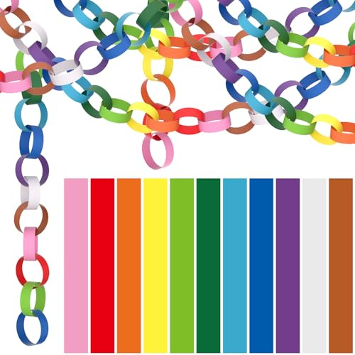 NACHLYNN 660 Stück Papiergirlande in leuchtenden Farben, Papierstreifen für Klassenzimmer, Zuhause und Partydekoration (Regenbogen)
