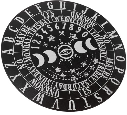 HOOTNEE Planche de Divination en Bois Massif de Pin Noir, Diamètre 25 Cm, Épaisseur 3 Cm, Planche Décorative Sculptée Motif Sept Étoiles, Accessoire pour Autel et Pratiques de Divination