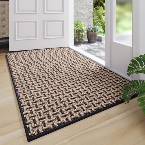 Quqei Indoor Door Mat Dirt Resistant, Front Door Matts Inside 43x75cm Black | Non-Slip Rubber Backing Floor Mats, Absorbent, Low-Profile Doormat for Entryway, Front Door, Inside Entrance, Easy to Clean