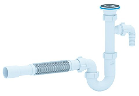 Kitchen Sink Drain Waste Trap 6/4 x 40mm with Flexible Part + Dishwasher Input