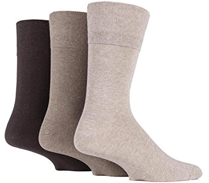 3x Pairs of Mens Plain Gentle Grip Non-Elastic Socks/UK 6-11 Eur 39-45 (Assorted Brown)