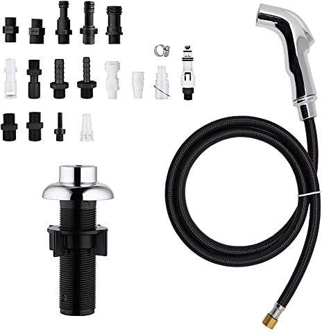 Pulverizador de cocina cromado, pulverizador de grifo de cocina, pulverizador lateral para fregadero de cocina con cabezal de pulverización y manguera, accesorio de rociador de fregadero de cocina,