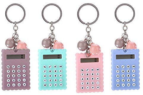 ASHATA Taschenrechner, 8-stelliger Taschenrechner LCD-Anzeige Tragbare Taschenrechner,Batteriebetrieben Rechner Pocket Taschenrechner mit Schlüsselanhänger für Kinder