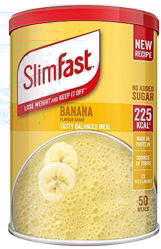 SlimFast Meal Replacement Shake for Weight Loss & Balanced Diet, Vitamins and Minerals, Low Calorie High Protein, Banana Flavour, 50 servings, 1.825 kg, Packaging May Vary