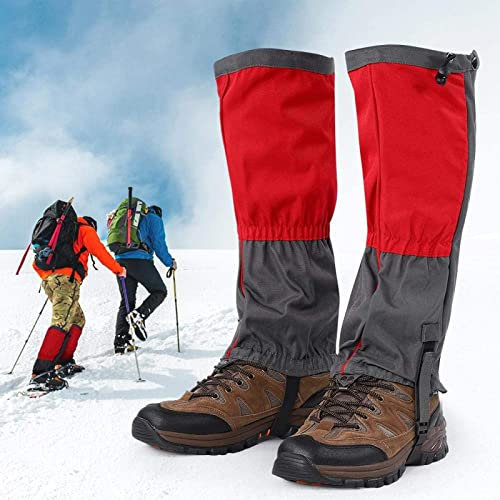 Gamaschen,Schnee-Gamasche, Ski-Gamasche 1 Paar Outdoor wasserdichte Klettern Wandern Legging Gamaschen Schuh Stiefel Abdeckung für Erwachsene(rot)