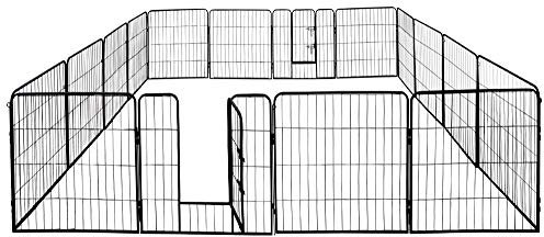 Petigi Welpenauslauf, Freilaufgehege aus pulverbeschichtetem Stahl, zusammenklappbar, Maschenweite 47 mm, inklusive Befestigung zur Verwendung im Garten, Größe (B x H):80 x 100 cm (16x)