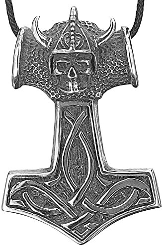 Kiss of Leather No. 61 - Ciondolo a Forma di Martello di Thor, in Acciaio Inox