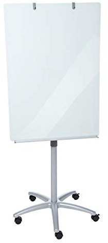 Dahle 96012-15732 Flip Chart Glas (Schreibfläche aus Glas: 100 x 70 cm, Aufstellhöhe 190 cm, höhenverstellbar, mit Ablagefach, magnetisch)