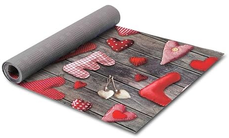 HomeLife Tapis Cuisine Devant Evier Lavable Made Antidérapant in Italy - Tapis Vinyle Cuisine, Couloir Long, D'entrée Intérieur | Tapis Lavable Machine (Rouge - 52X100)