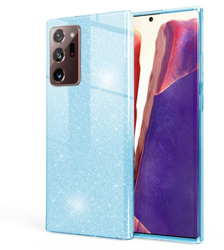 NALIA Glitzer Handyhülle kompatibel mit Samsung Galaxy Note 20 Ultra Hülle, Bling Silikon Cover Case Glänzend Glitter Bumper, Telefon Strass Diamant Backcover Handy-Tasche Schutzhülle, Farbe:Blau